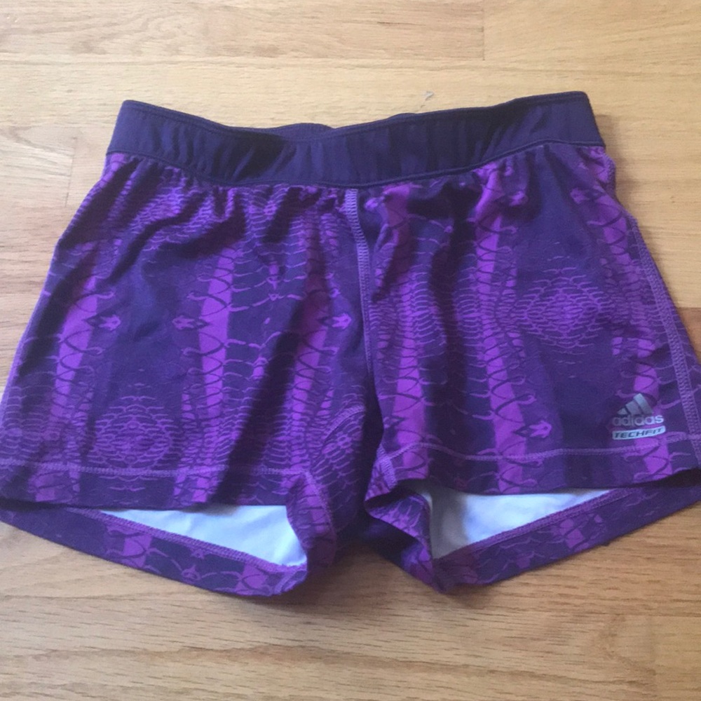 Adidas Techfit purple spandex shorts